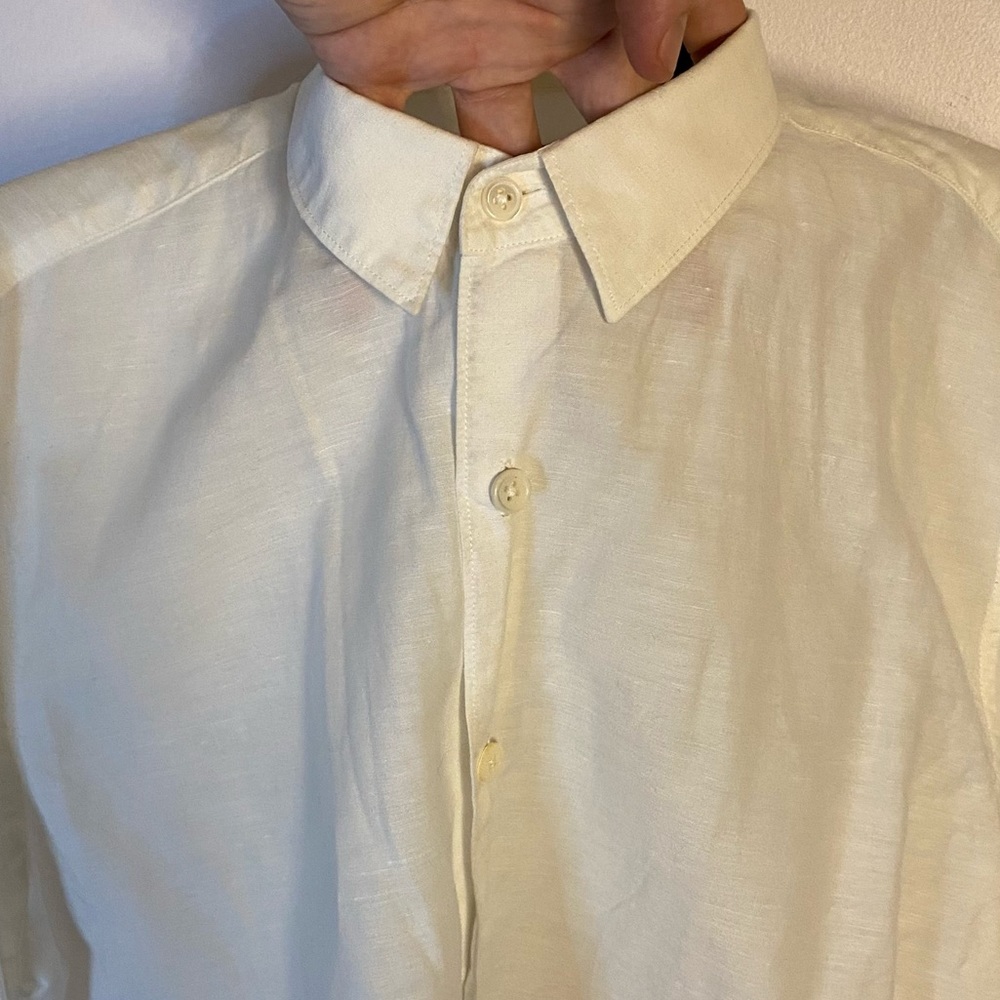 Theory Linen white dress shirt L (23 P2P)